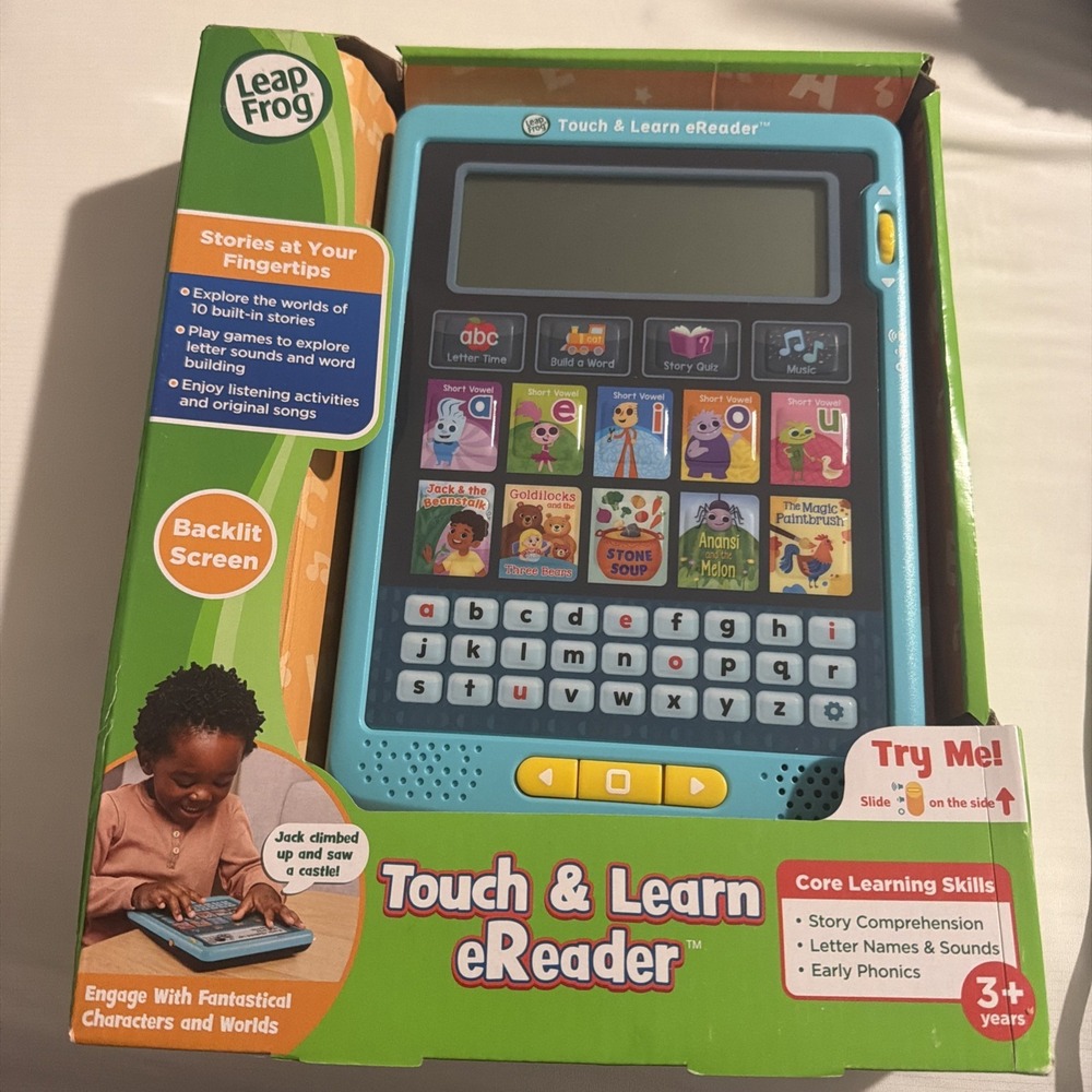 LeapFrog Touch & Learn eReader Blue New in Box NIB Kids Educational Toy